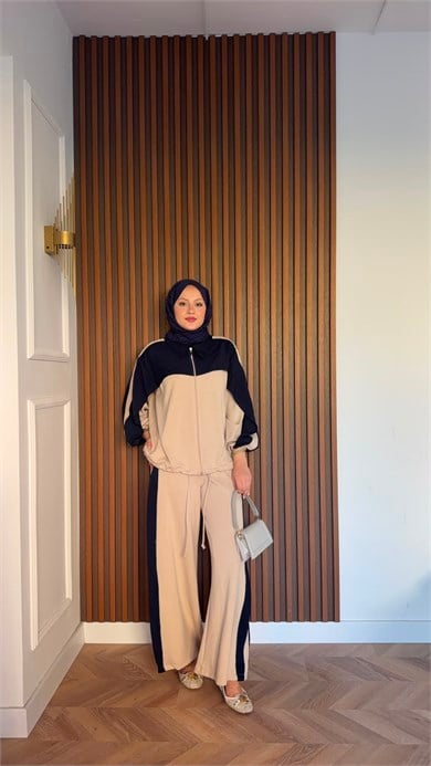 MEYSADESIGN PANTOLON TAKIM Pelerinli Aerobin Spor Takım Lacivert