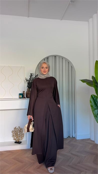 MEYSADESIGN PANTOLON TAKIM Polen Oysh İkili Takım Acı Kahve