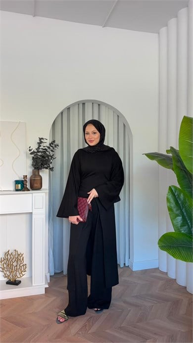 MEYSADESIGN PANTOLON TAKIM Polen Oysh İkili Takım Siyah
