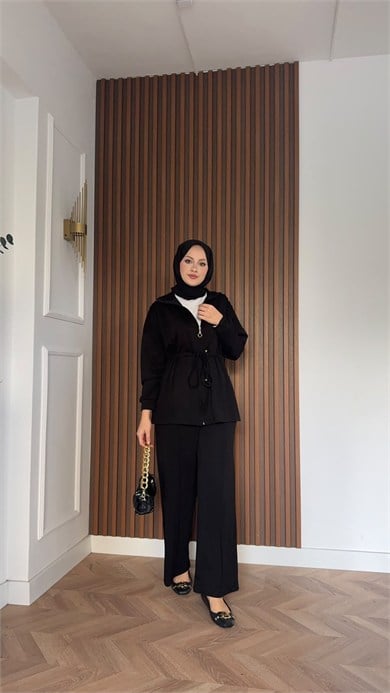 MEYSADESIGN PANTOLON TAKIM Yade İkili Eşofman Takım Siyah