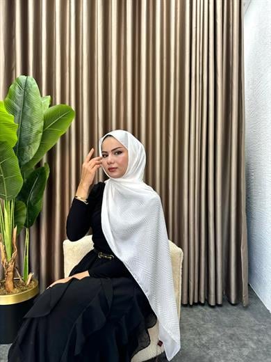 MEYSADESIGN ŞAL & SCARF Zikzak Desen Şal Ekru