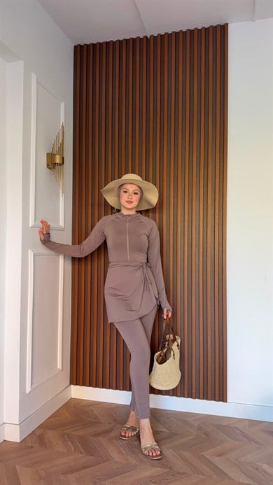 MEYSADESIGN TESETTÜR MAYO Parmak Geçmeli Dörtlü Mayo Seti Bej