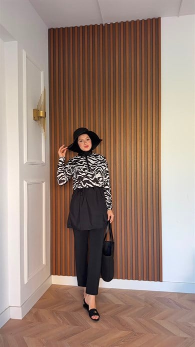 MEYSADESIGN TESETTÜR MAYO Zebra Desenli Üçlü Mayo Seti