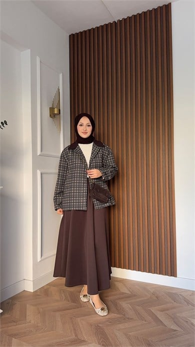 MEYSADESIGN TRENCKOT Sove Ekoseli Trençkot Büyük Ekoseli