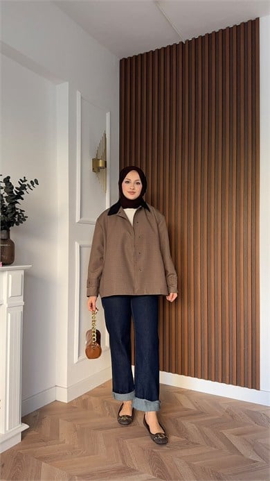 MEYSADESIGN TRENCKOT Sove Ekoseli Trençkot Mini Ekoseli