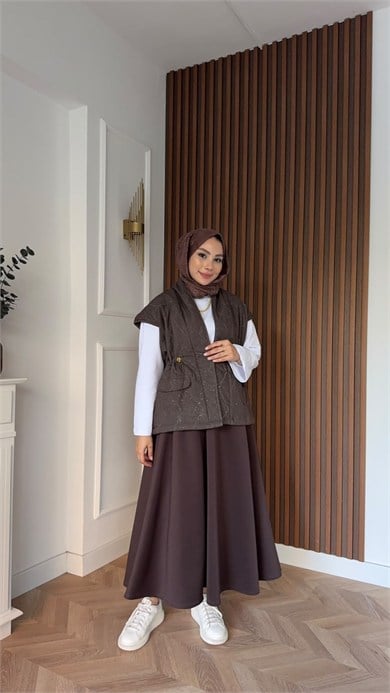 MEYSADESIGN YELEK Işıl Şişme Yelek Kahve