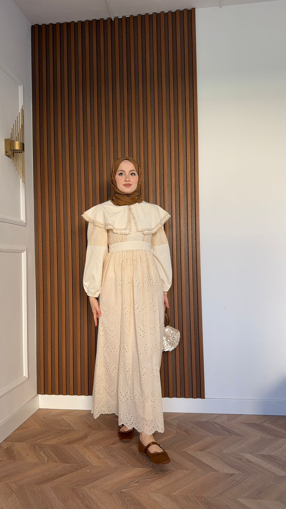 MEYSA DRESSES Bebe Yakalı Fisto Elbise Krem