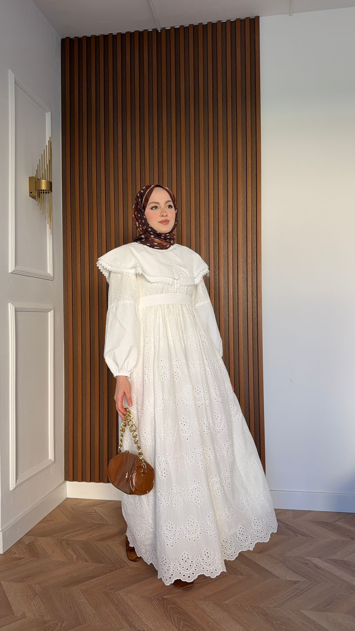 MEYSA DRESSES Bebe Yakalı Fisto Elbise Beyaz