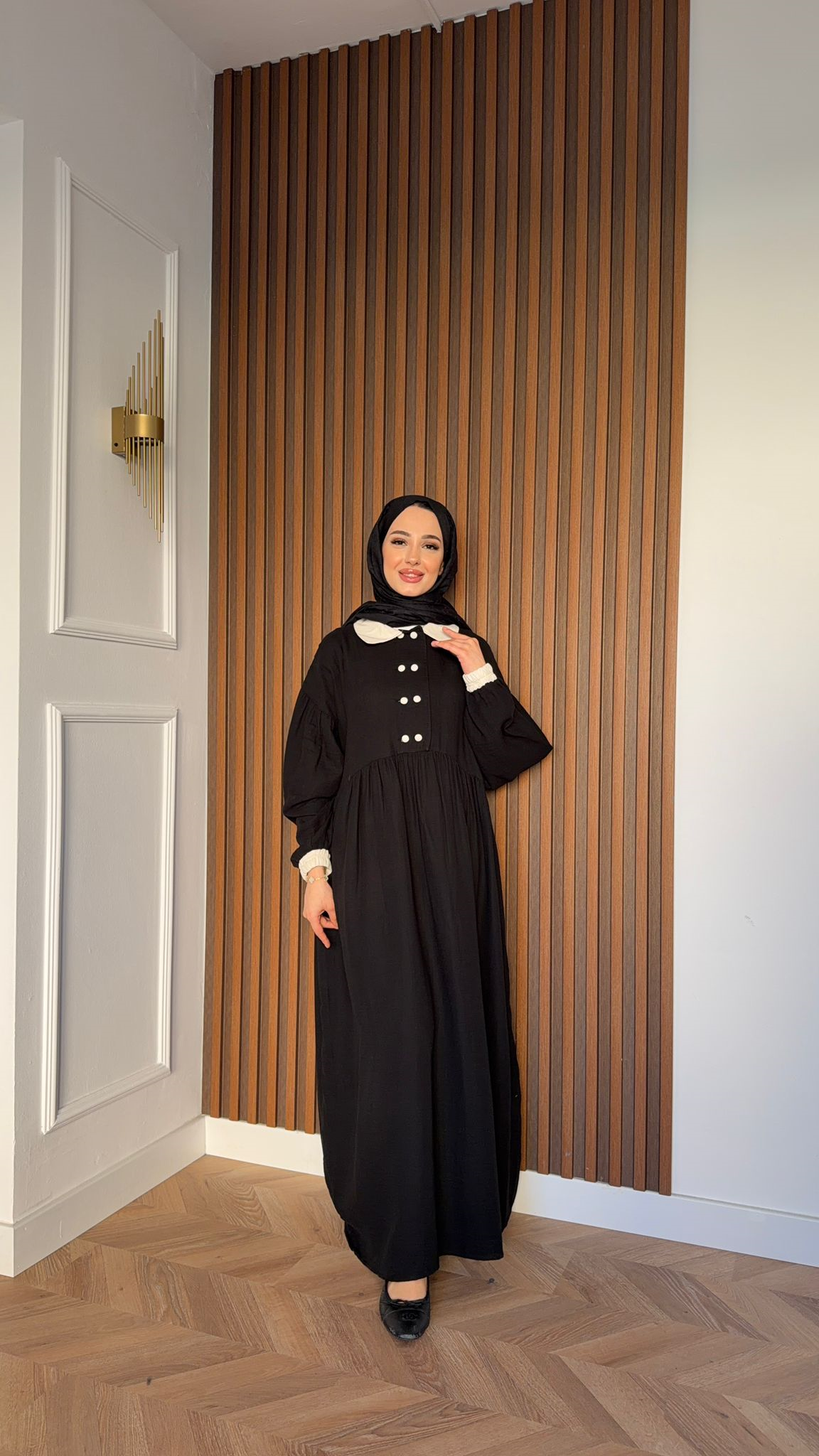 MEYSA DRESSES Bebe Yakalı Müslin Elbise Siyah