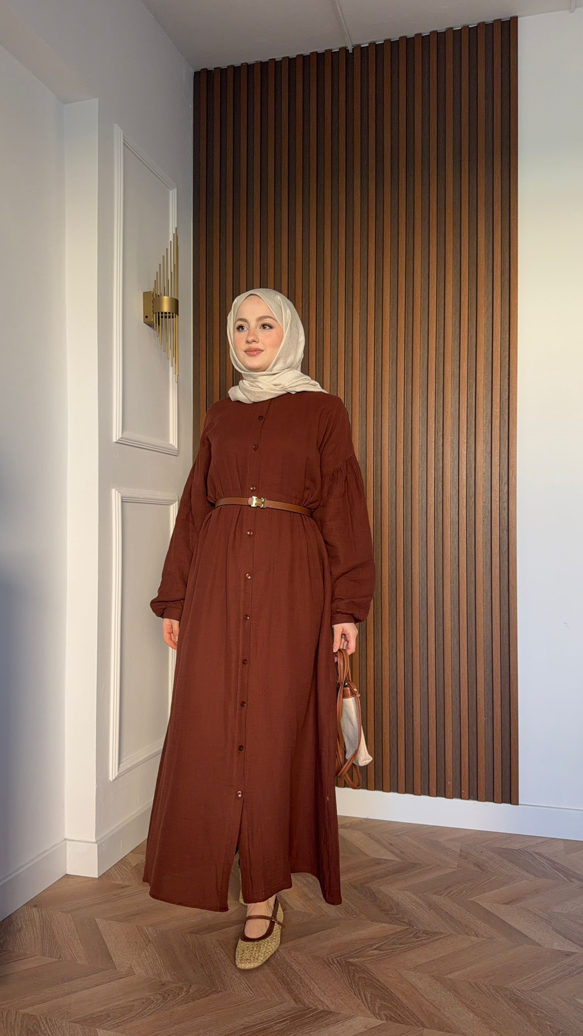 MEYSA DRESSES Müslin Gömlek Elbise Acı Kahve