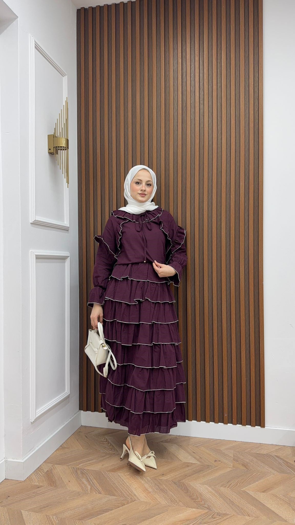 MEYSA ETEK TAKIM Biyeli Katkat Vual Etekli Takım Bordo