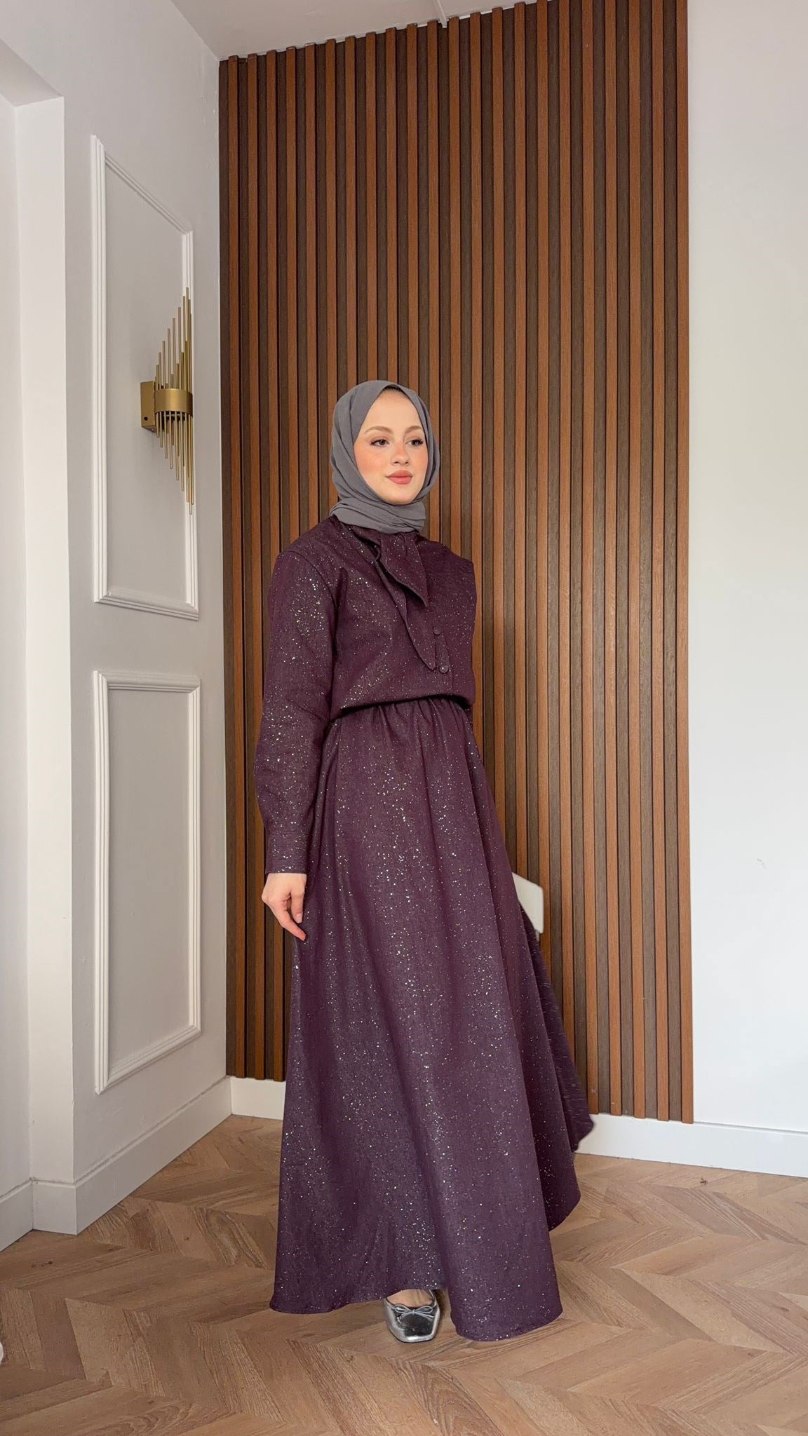 MEYSA ETEK TAKIM Duru Simli Etekli Takım Bordo