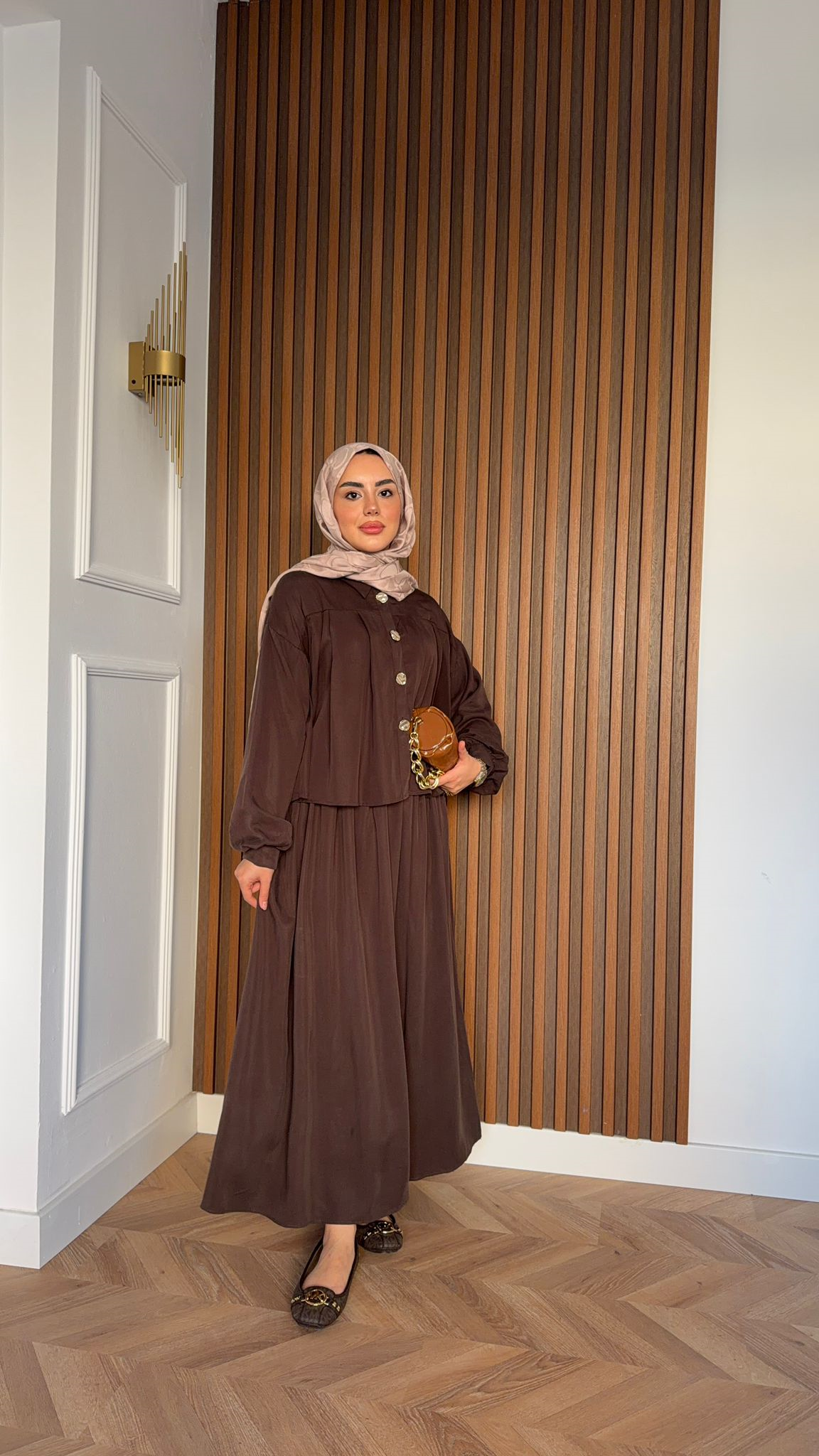 MEYSA SKIRT SETS Havus Tensel Etekli Takım Acı Kahve