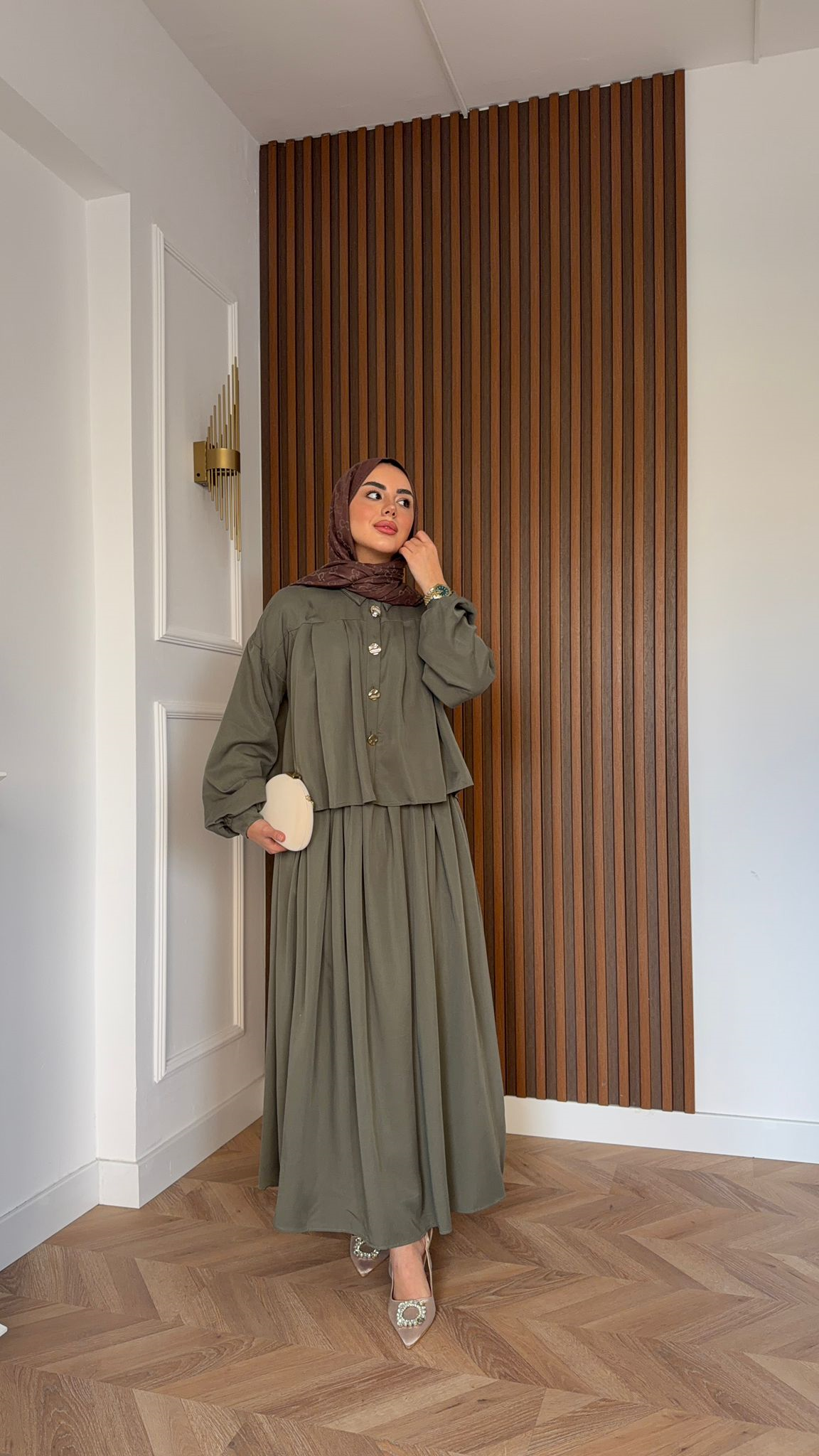 MEYSA SKIRT SETS Havus Tensel Etekli Takım Haki