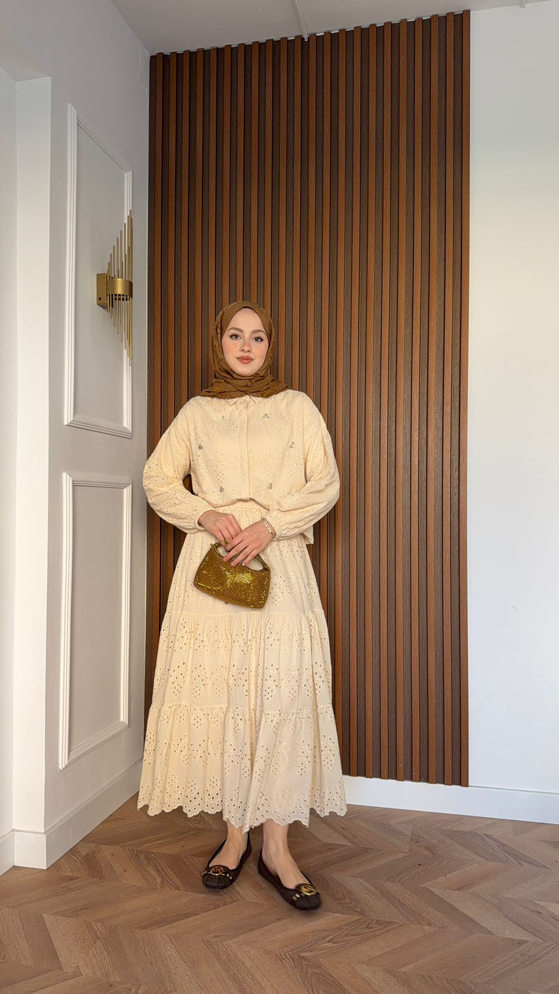 MEYSA SKIRT SETS İşlemeli Fisto Etekli Takım Krem