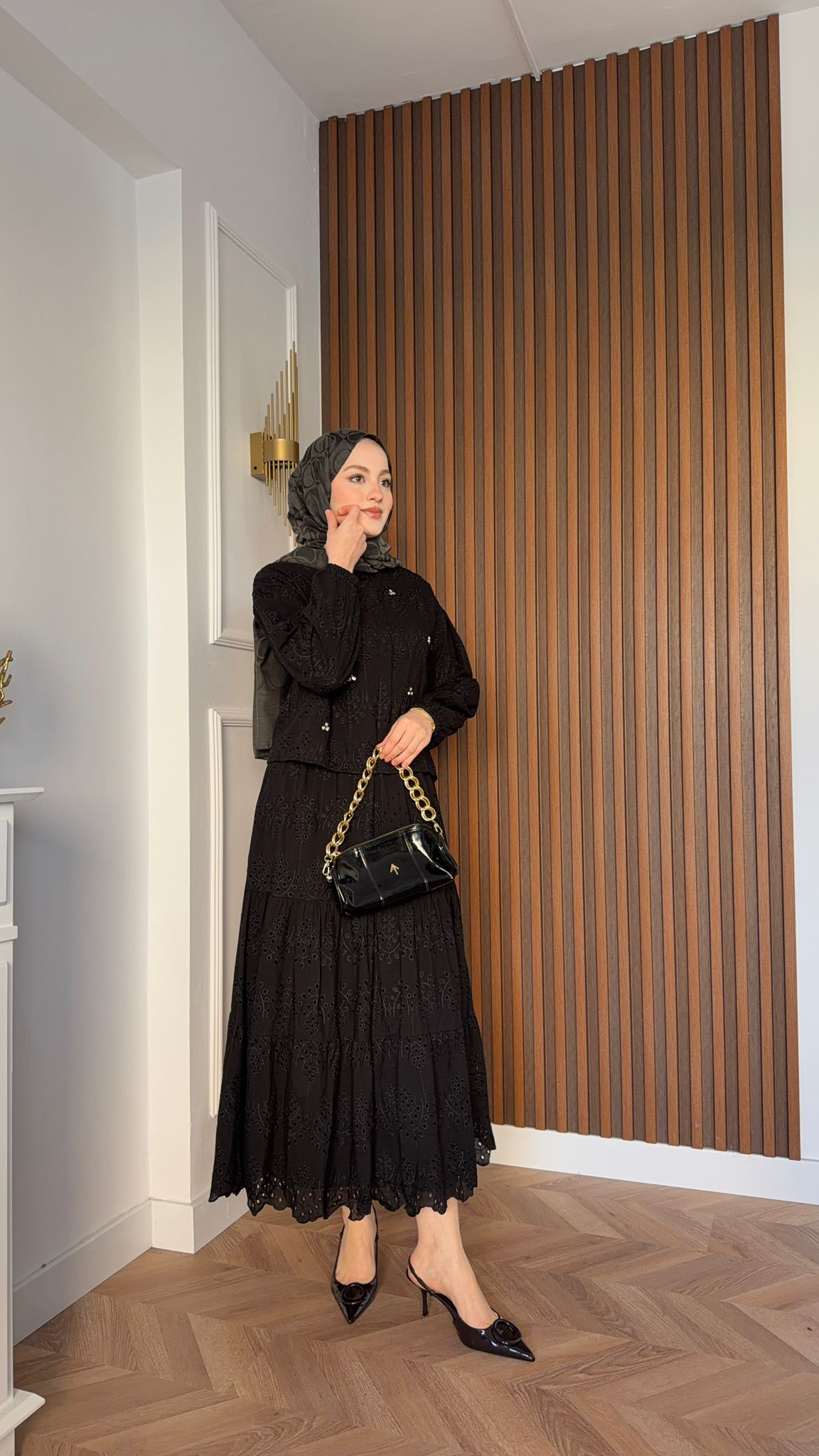 MEYSA SKIRT SETS İşlemeli Fisto Etekli Takım Siyah