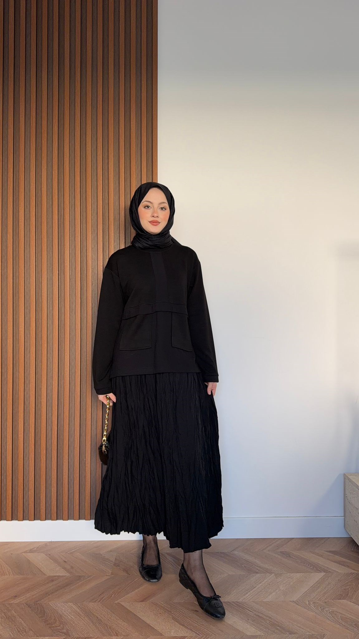 MEYSA SKIRT SETS Kraş Etekli Oysh Etek Takım Siyah