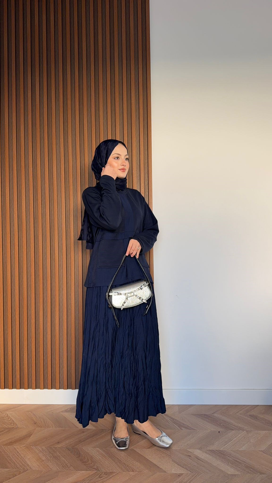 MEYSA SKIRT SETS Kraş Etekli Oysh Etek Takım Lacivert
