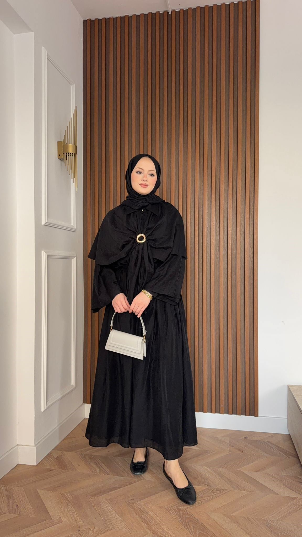 MEYSA ETEK TAKIM Rumi Pelerin Detaylı Etekli Takım Siyah