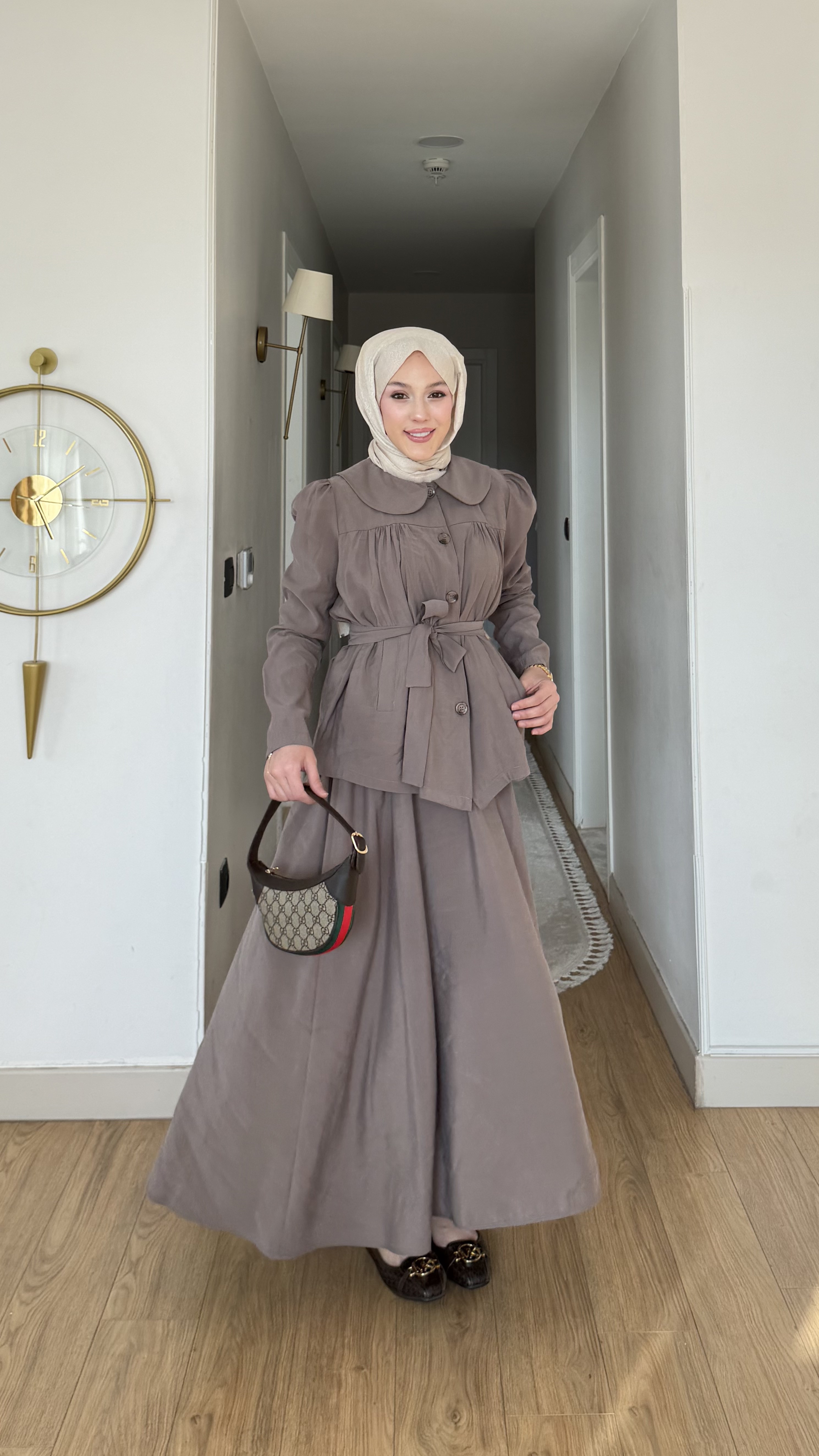 MEYSA SKIRT SETS Seymen Bebe Yaka Tensel Etekli Takım Vizon