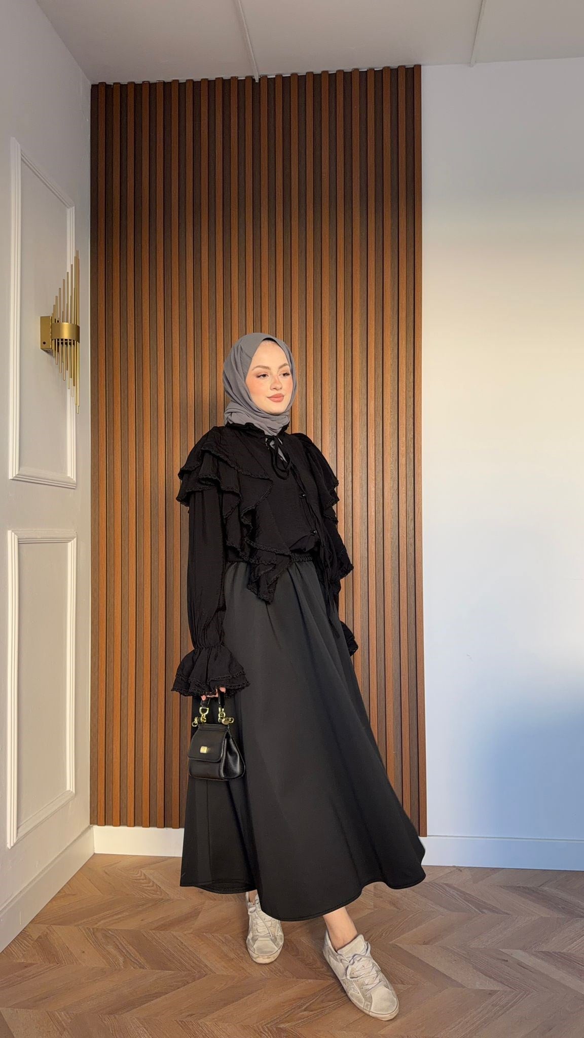 MEYSA SHIRTS Benedic Fırfırlı Tensel Gömlek Siyah
