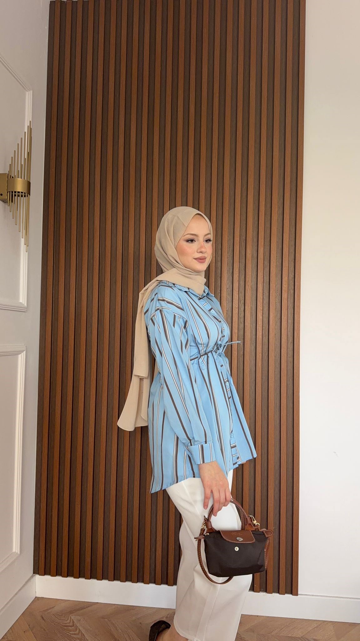 MEYSA SHIRTS Nare Çizgili Poplin Gömlek Mavi