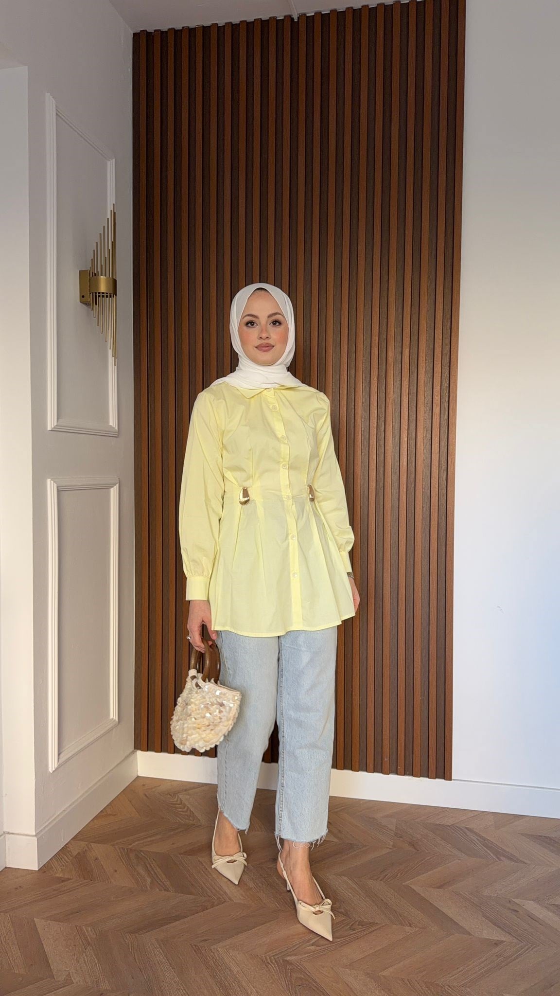 MEYSA SHIRTS Semiz Gold Broşlu Poplin Gömlek Sarı