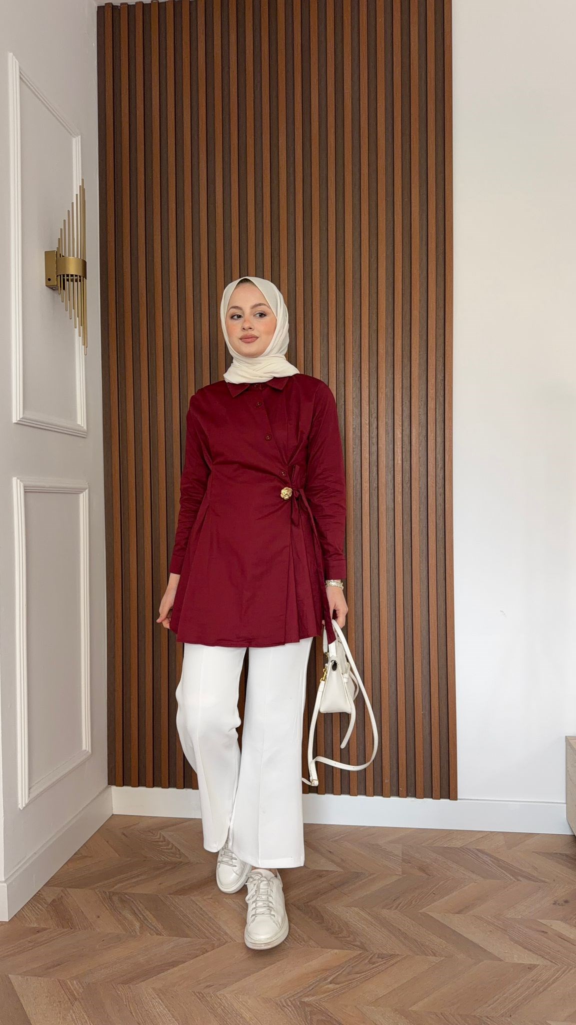 MEYSA SHIRTS Valnet Gold Düğmeli Gömlek Bordo