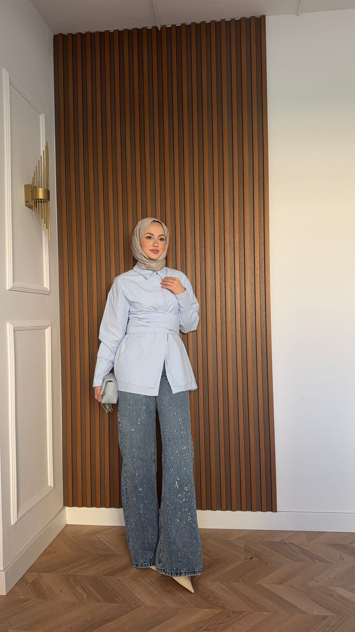 MEYSA SHIRTS Zoya Bel Korseli Poplin Gömlek Mavi