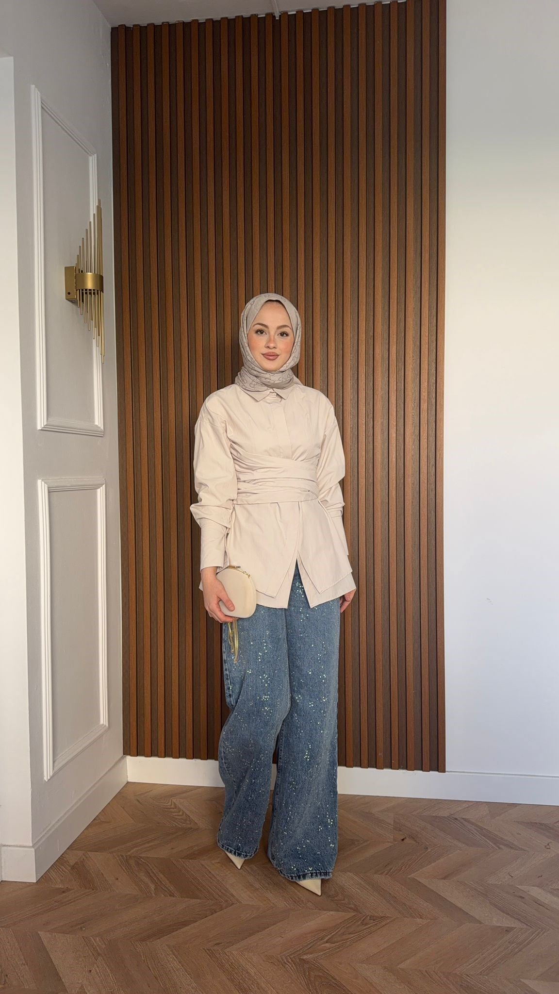 MEYSA SHIRTS Zoya Bel Korseli Poplin Gömlek Bej