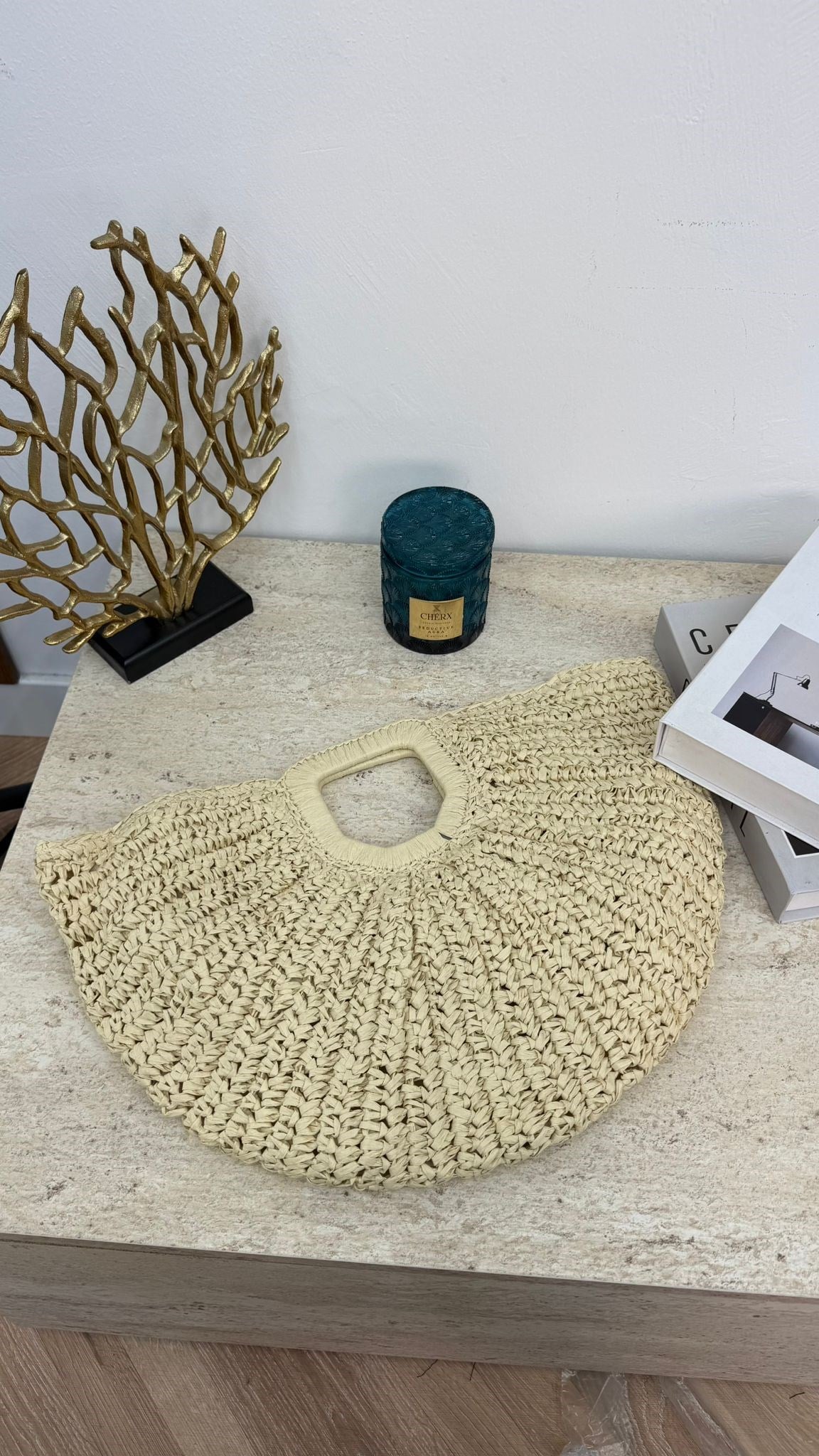 MEYSA HASIR ÇANTA El Örgüsü Hasır Çanta Bej - CNT1052