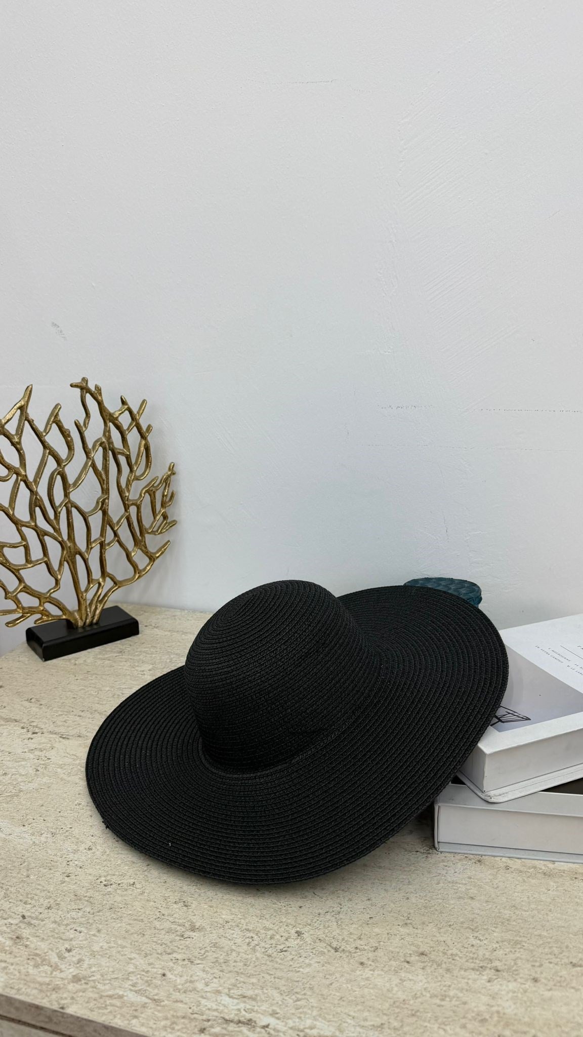 MEYSA HASIR ŞAPKA Klasik Geniş Hasır Şapka Siyah - HSR2005