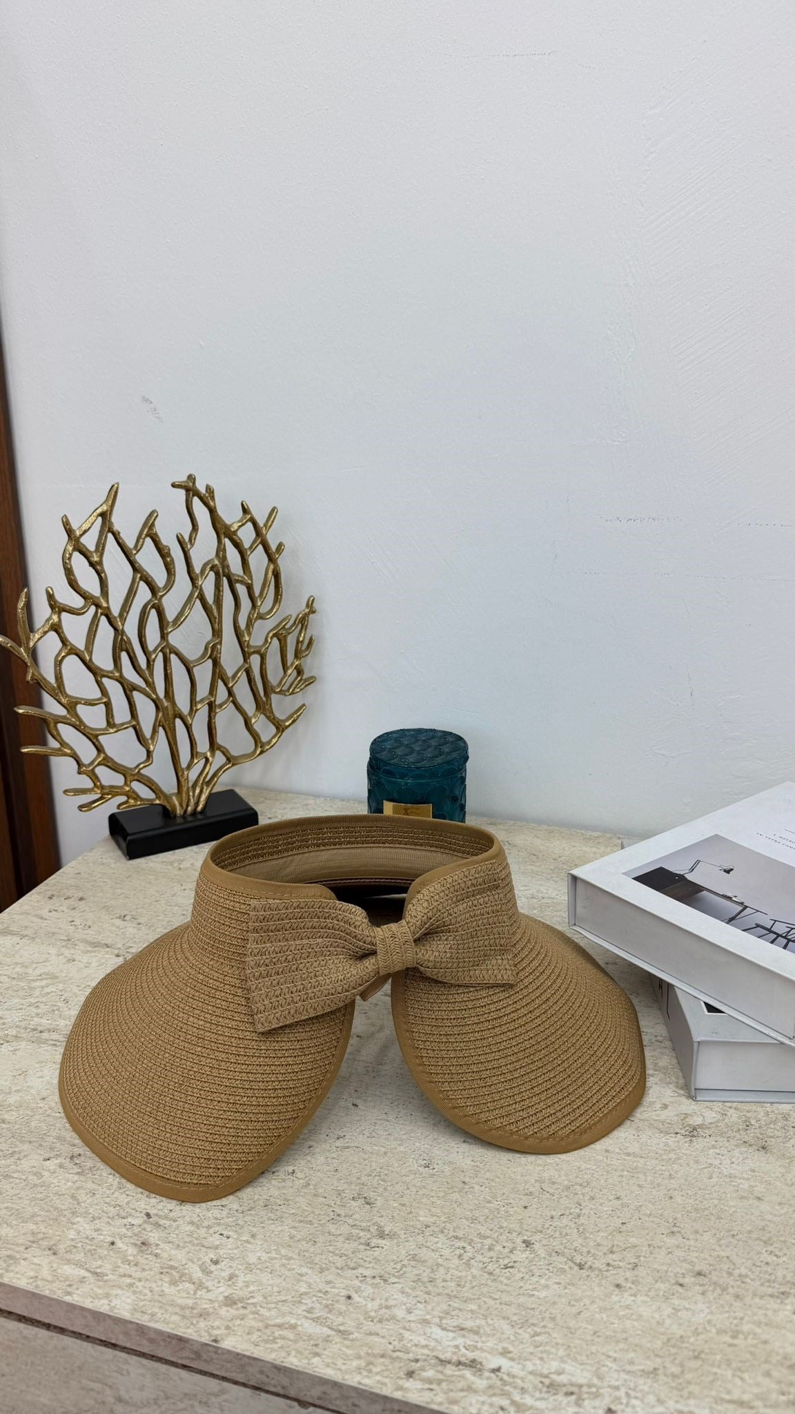 MEYSA HASIR ŞAPKA Kurdela Detaylı Hasır Vizör Şapka Camel - HSR2080