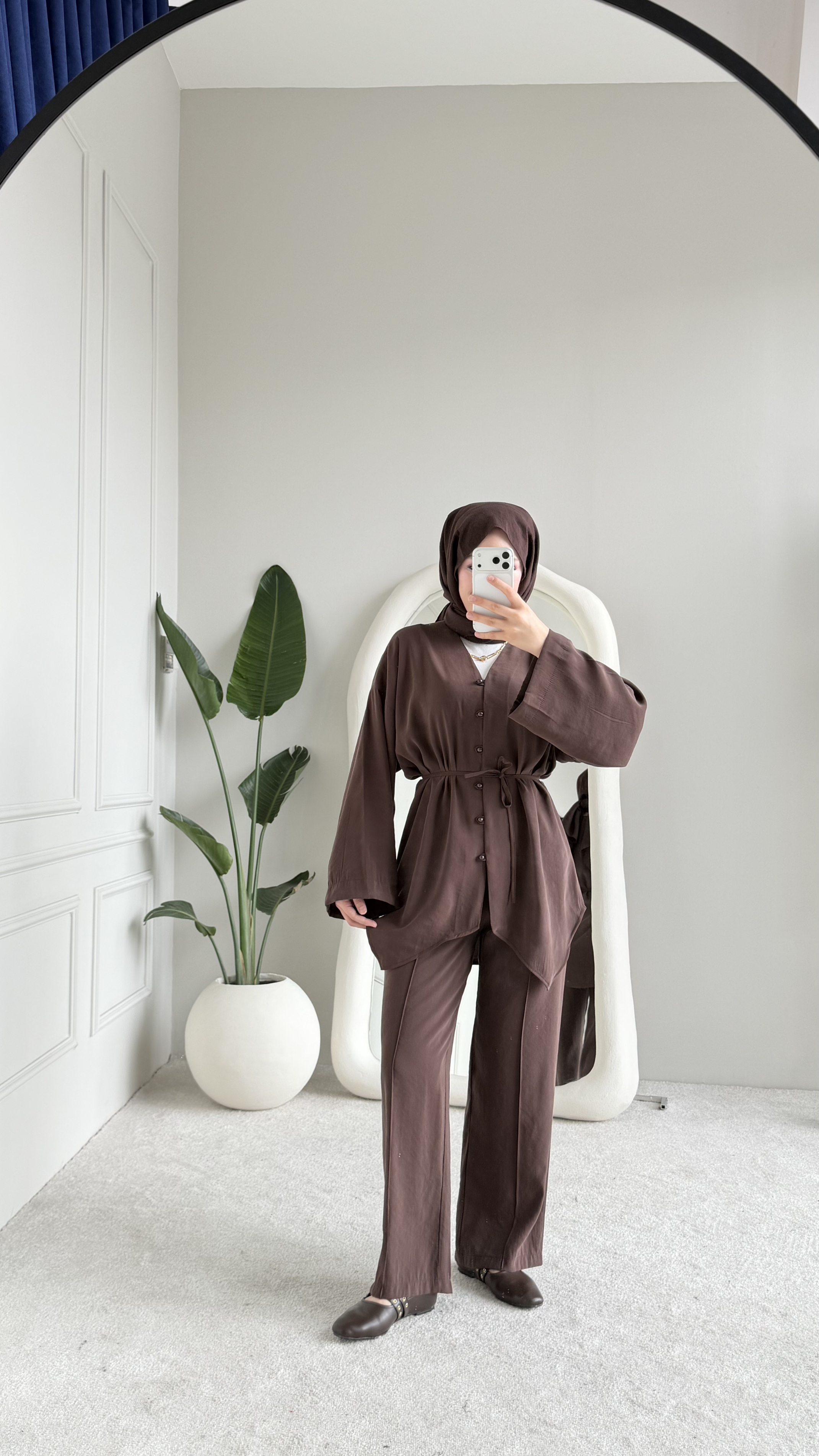 MEYSA TROUSER SETS Amanda Krep Pantolonlu Takım Acı Kahve
