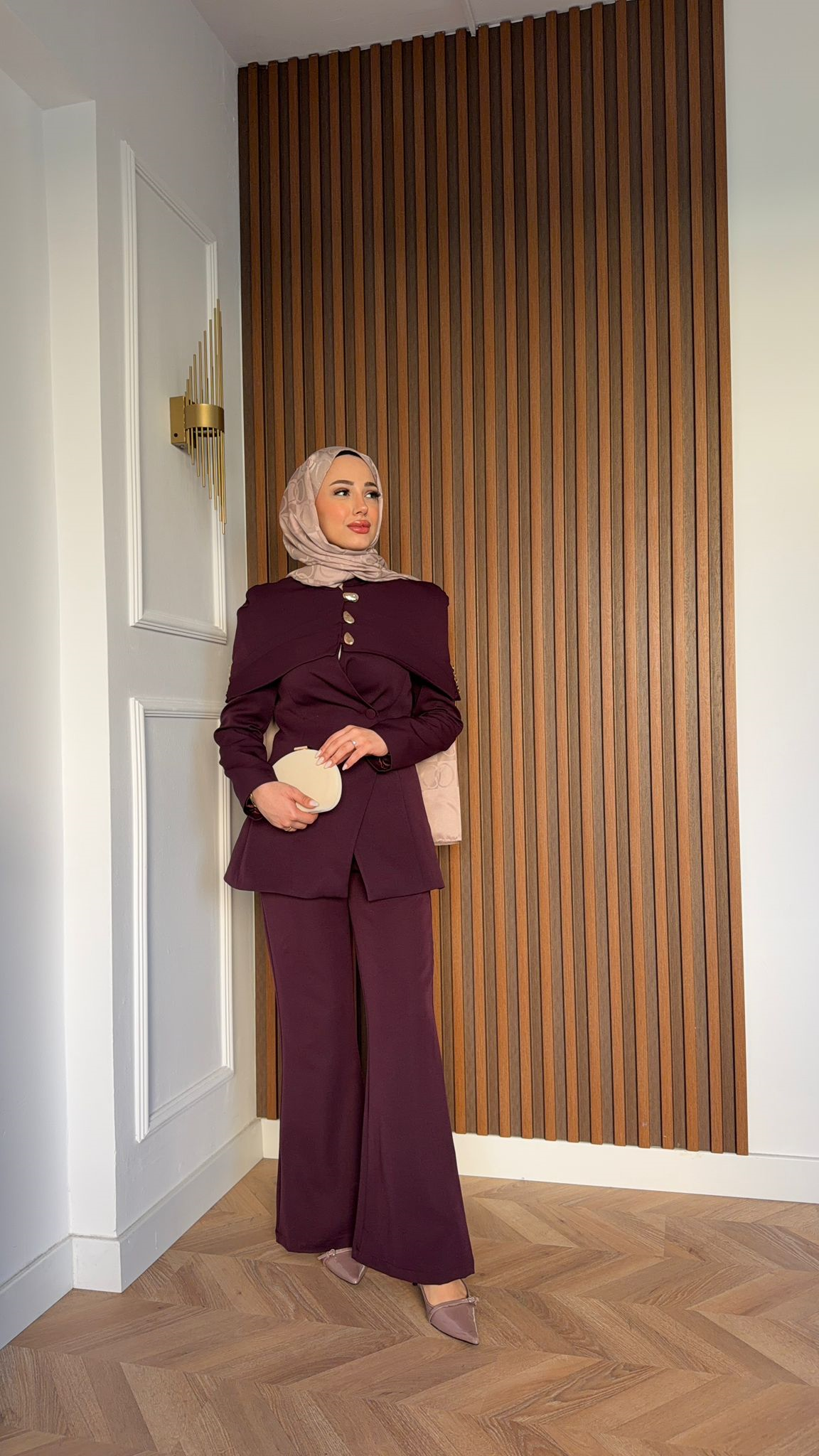 MEYSA TROUSER SETS Bolerolu Krep Pantolonlu Takım Burgonya