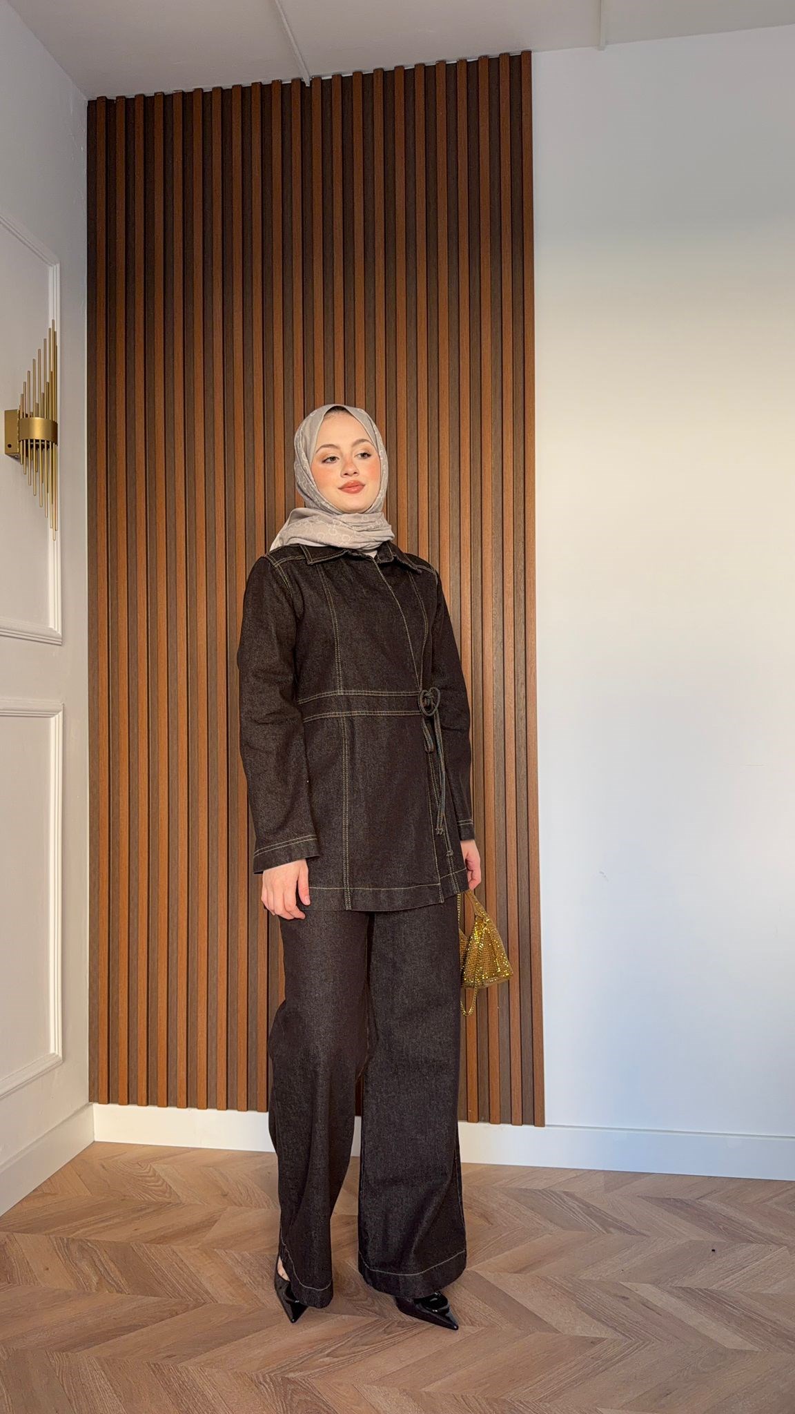 MEYSA TROUSER SETS Elsa Denim İkili Takım Acı Kahve