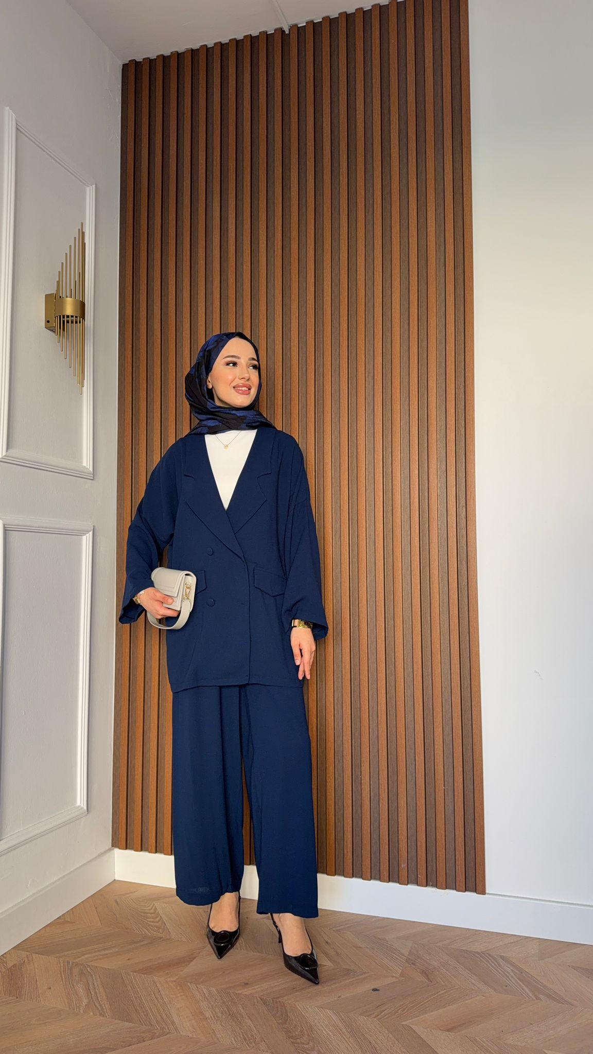 MEYSA TROUSER SETS Kruvaze Krep İkili Takım Lacivert