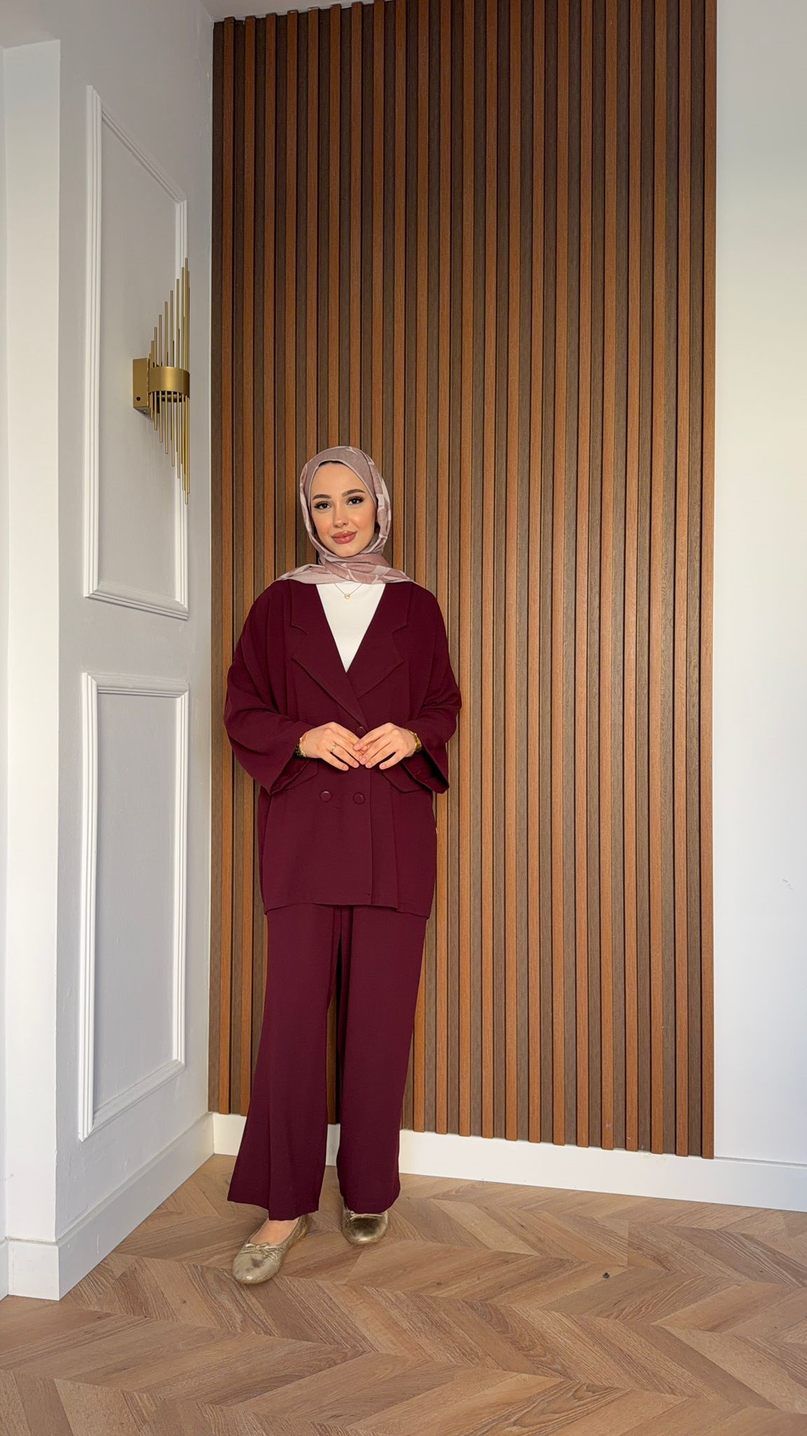MEYSA TROUSER SETS Kruvaze Krep İkili Takım Bordo