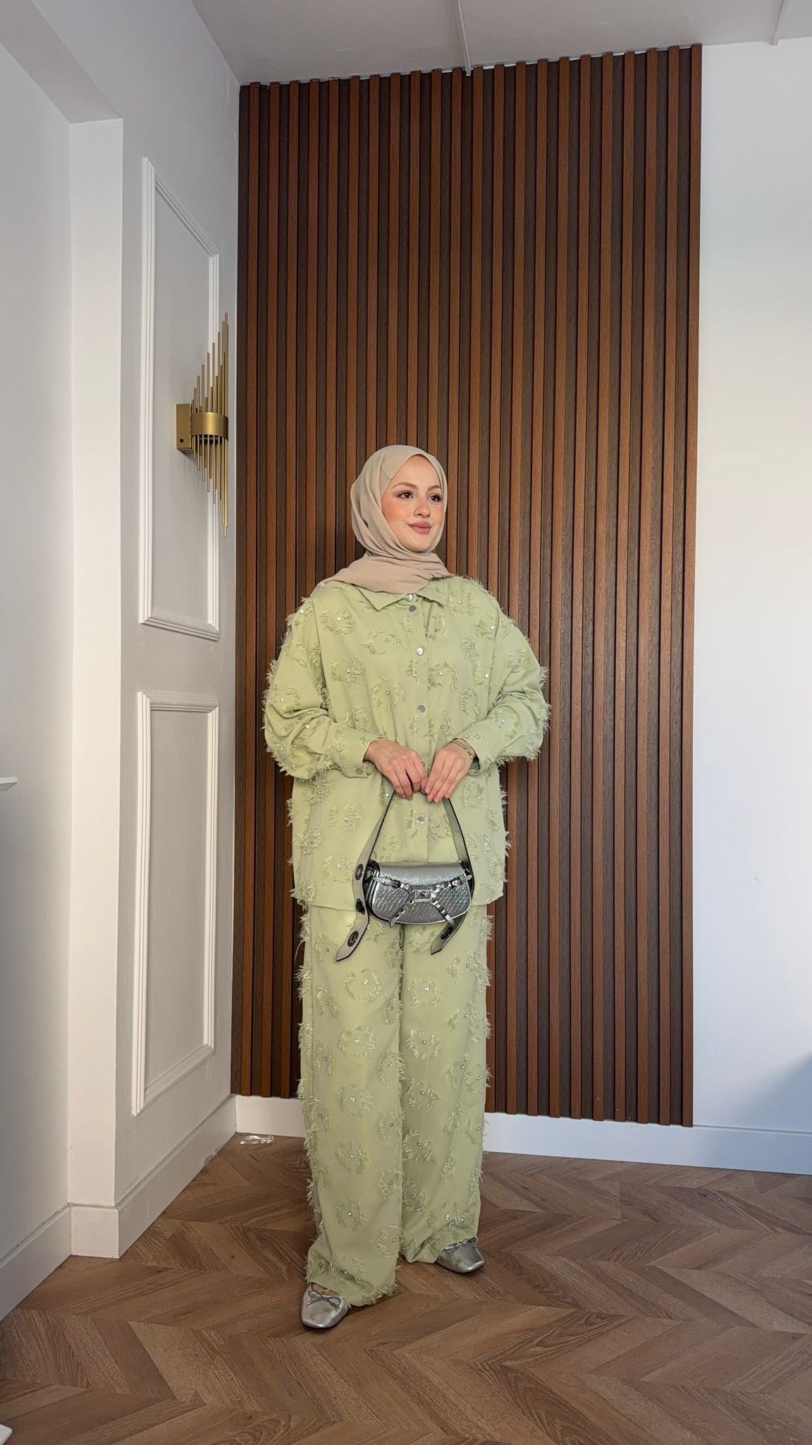 MEYSA PANTOLON TAKIM Lisbon Saçaklı Taşlı Takım Mint