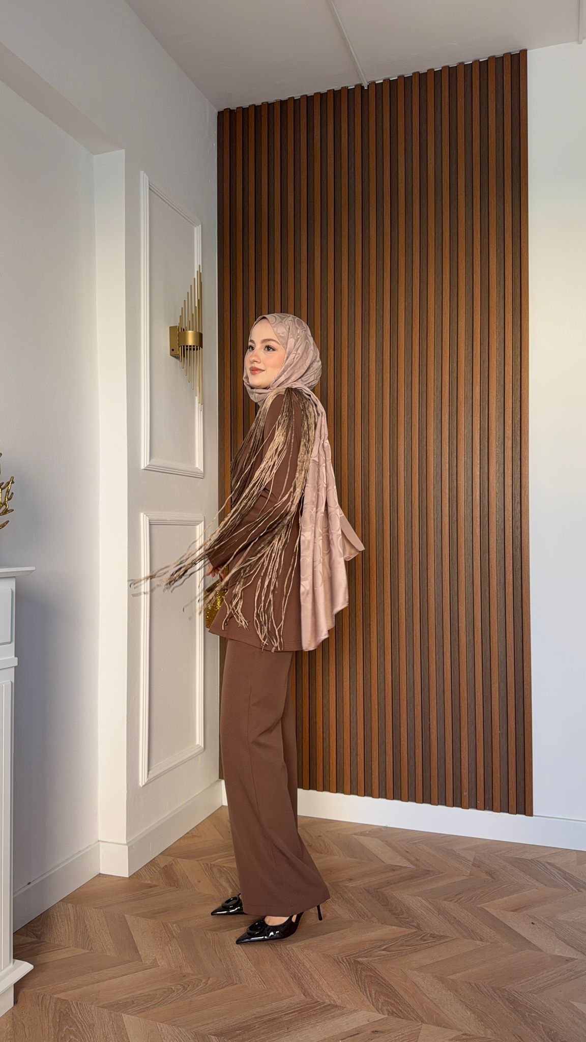 MEYSA TROUSER SETS Püsküllü İp Detaylı Krep Takım Acı Kahve