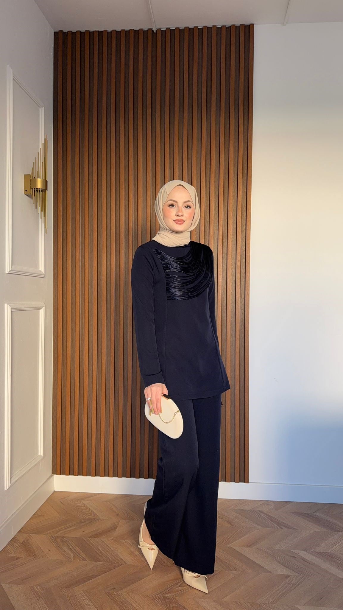 MEYSA TROUSER SETS Püsküllü İp Detaylı Krep Takım Lacivert