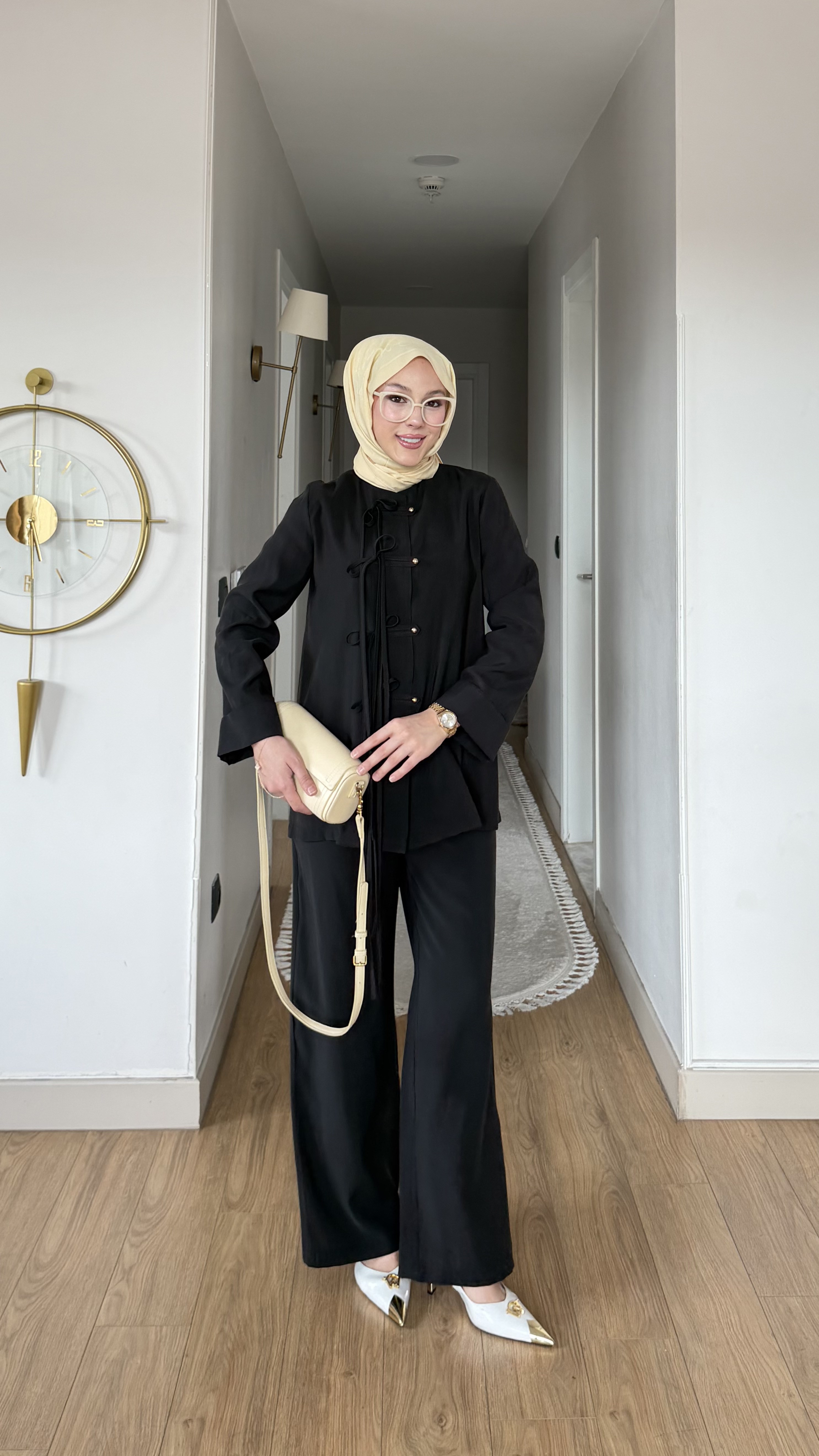 MEYSA TROUSER SETS Saçaklı Tensel Pantolonlu Takım Siyah