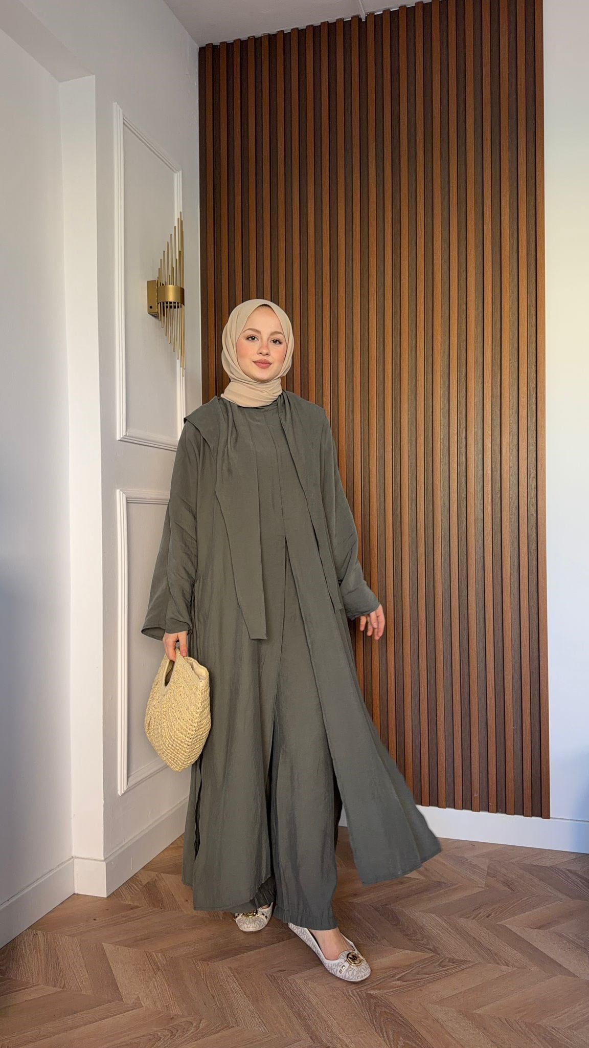 MEYSA PANTOLON TAKIM Suve Yakalı Üçlü Takım Haki