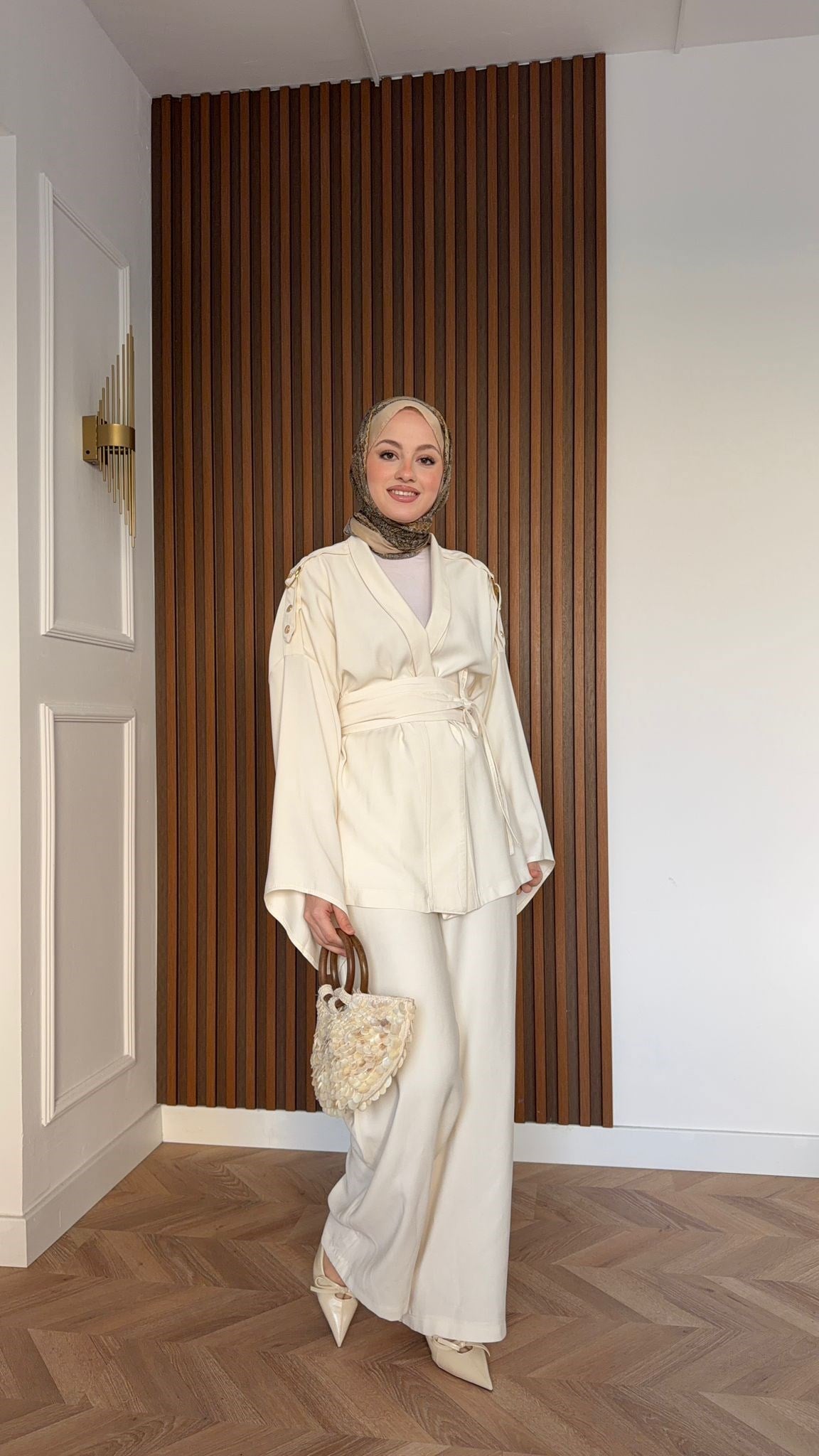 MEYSA TROUSER SETS Violet Tensel İkili Takım Krem
