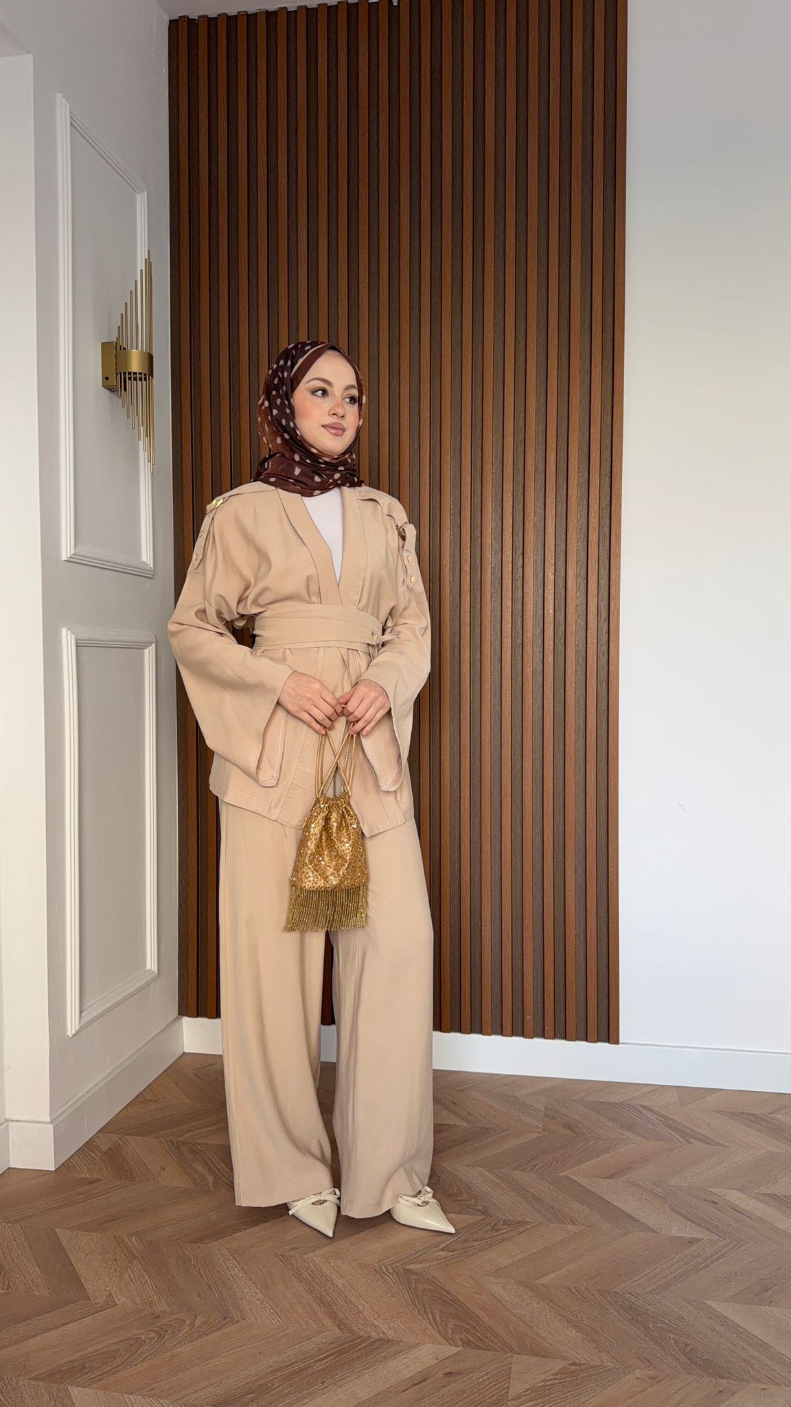 MEYSA TROUSER SETS Violet Tensel İkili Takım Vizon