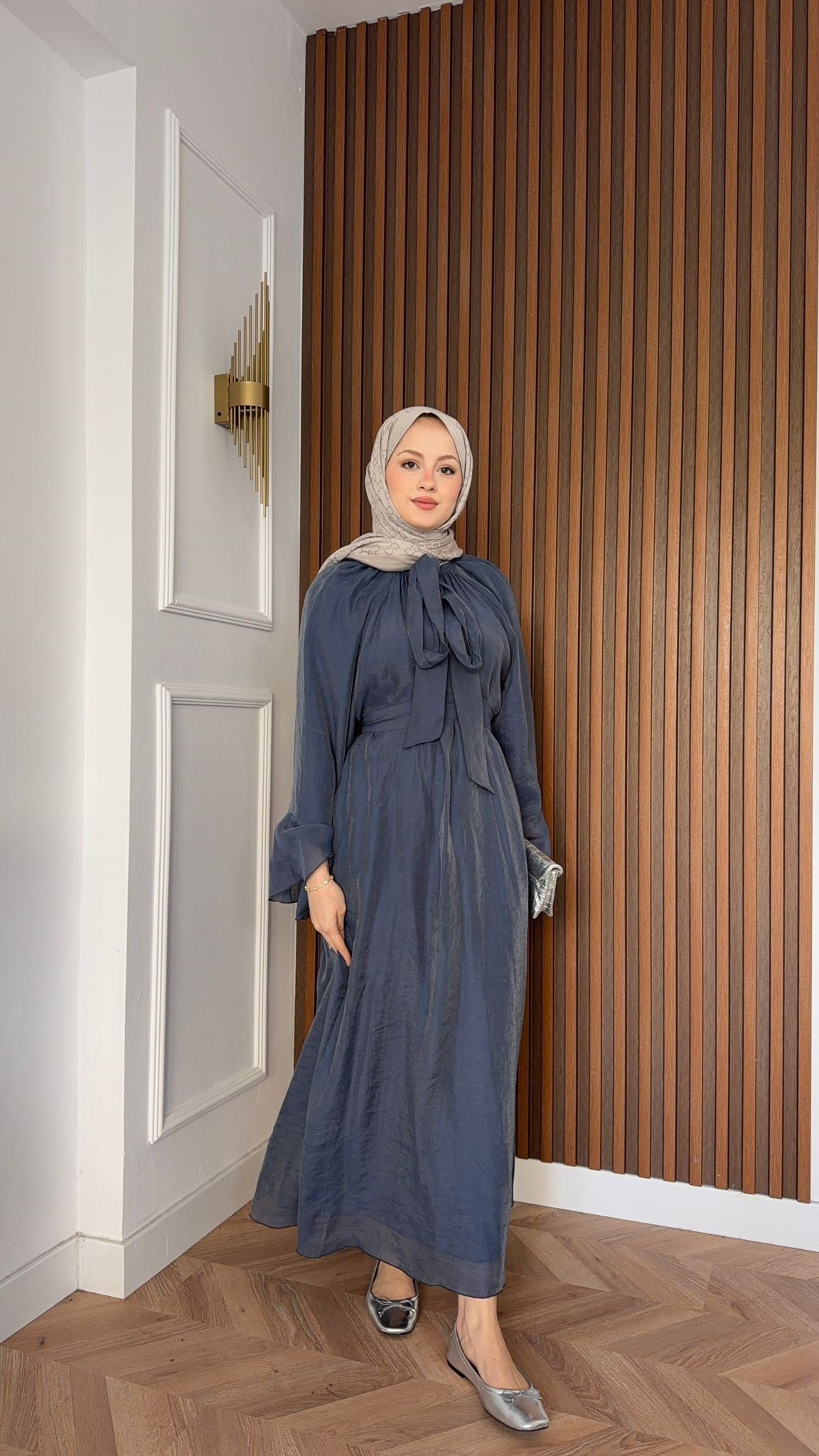 MEYSADESIGN ELBİSELER Asil Vual Elbise İndigo Mavisi