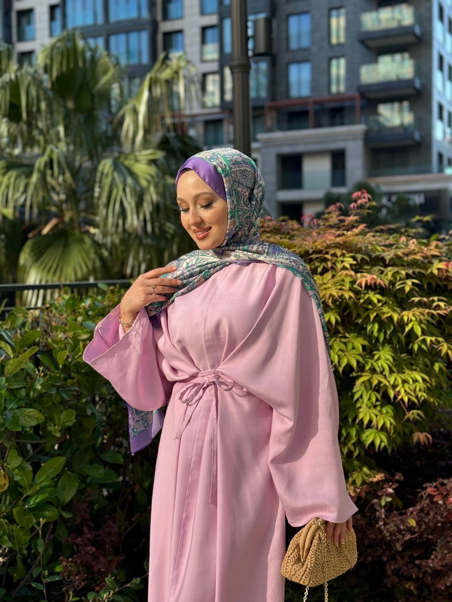 MEYSADESIGN ELBİSELER Beli Bağlamalı Tensel Elbise Pudra