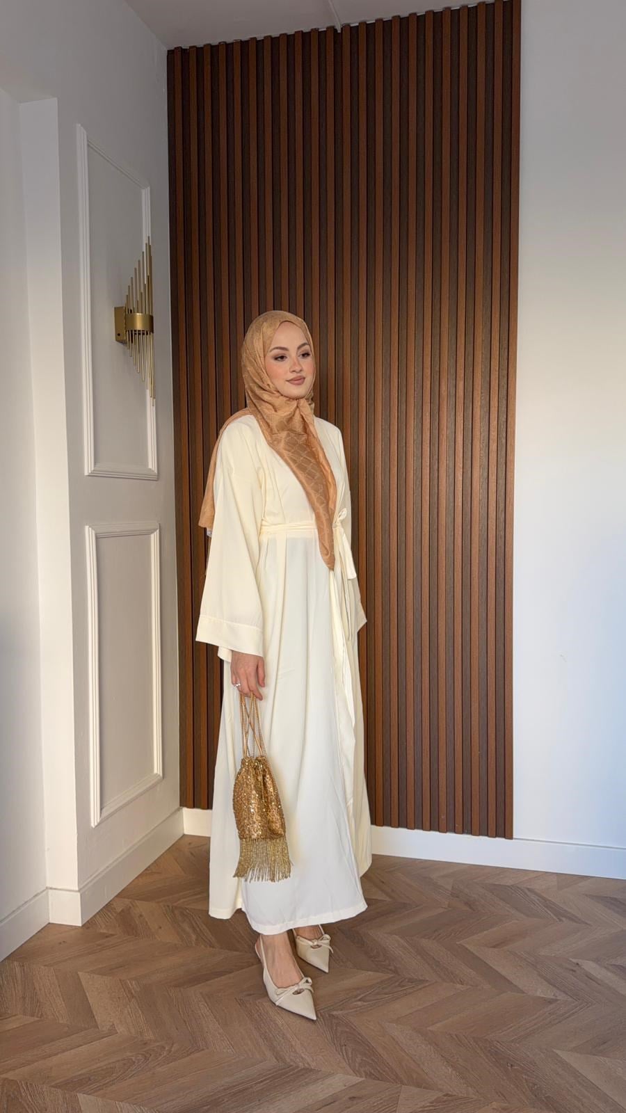 MEYSADESIGN DRESSES Bornova Dubai Krep Abaya Ekru