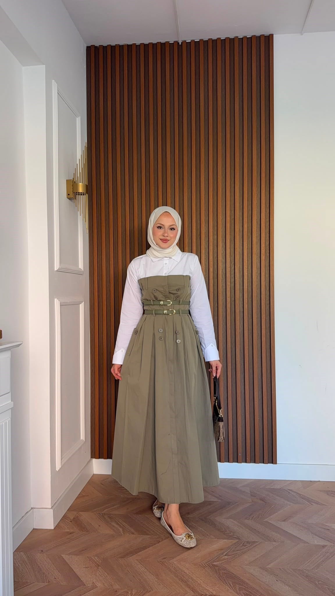 MEYSADESIGN ELBİSELER Dima Çift Kemerli Elbise Haki