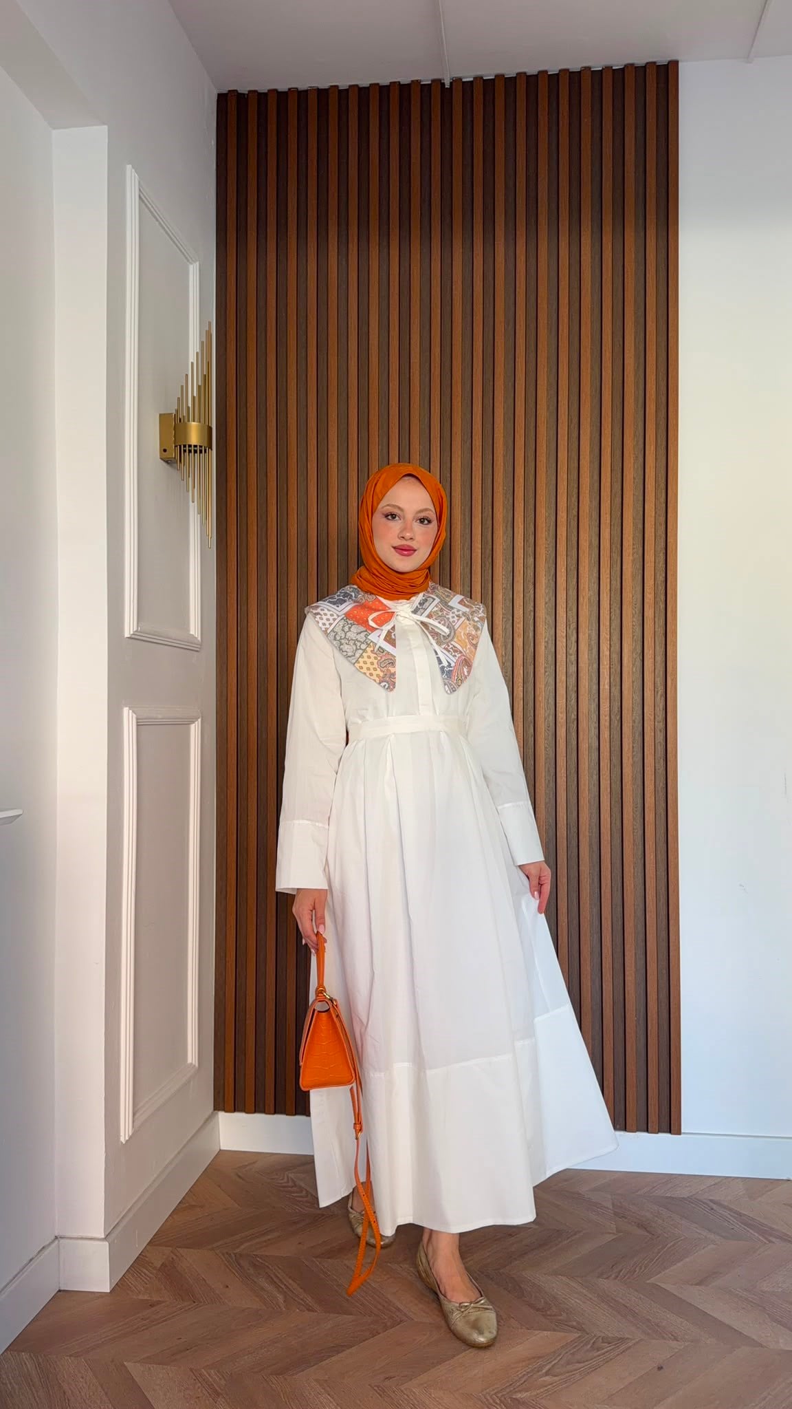 MEYSADESIGN ELBİSELER Etnik Mendil Yaka Astarlı Dacron Elbise Ekru